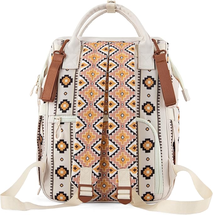 Wrangler Diaper Bag Backpack Aztec Travel Backpack Purses Western Multi-Function Baby Bags for Mom with Waterproof Insulated Pockets