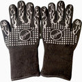 Insulated BBQ Heat Resistant Gloves - Neoprene & Polyester Barbecue Grilling Gloves with Silicone Pads for Gas Grill & Charcoal Grills Outdoor Cooking - 1400°F High Heat Fire BBQ Mittens by O-Yaki