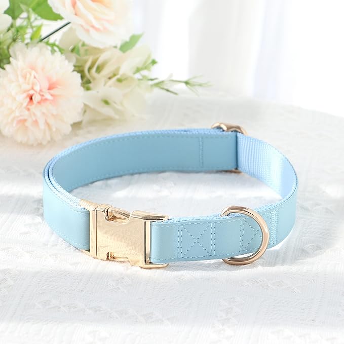 PET ARTIST Soft PU Leather Dog Collar for Small Dogs, Bright & Classic Nylon Padded Durable Dog Collar Leather with Quick Release Metal Buckle Adjustable for Male Dogs, Neck Fit 9-14"