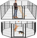 Dog Playpen Outdoor Extra Wide 12 Panels Heavy Duty Dog Fence 47" Height Anti-Rust with Doors Portable for RV Camping Yard, Total 32FT, 79 Sq.ft, Snowy Black