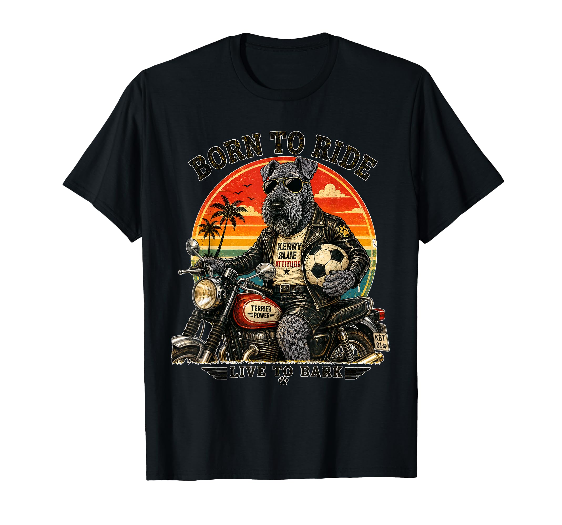 Kerry Blue Terrier Motorbike Love T-Shirt - Novelty Apparel Men Women