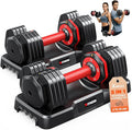 XDDIAS Adjustable Dumbbell Set of 2, 25/55/80LB Dumbbell Set-1Sec Adjustable Weights-5/10 in 1 Free Weights Dumbbells Set with Effortless Tray/No-Slip Handle-Compact Size for Women/Men at Home Gym