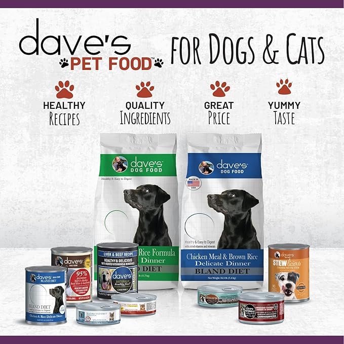 Dave's Pet Food Grain Free Wet Cat Food (Tuna & Chicken Dinner in Gravy), Naturally Healthy Canned, Added Vitamins & Minerals, Wheat & Wheat Gluten-Free, 13 oz (12 Pack)
