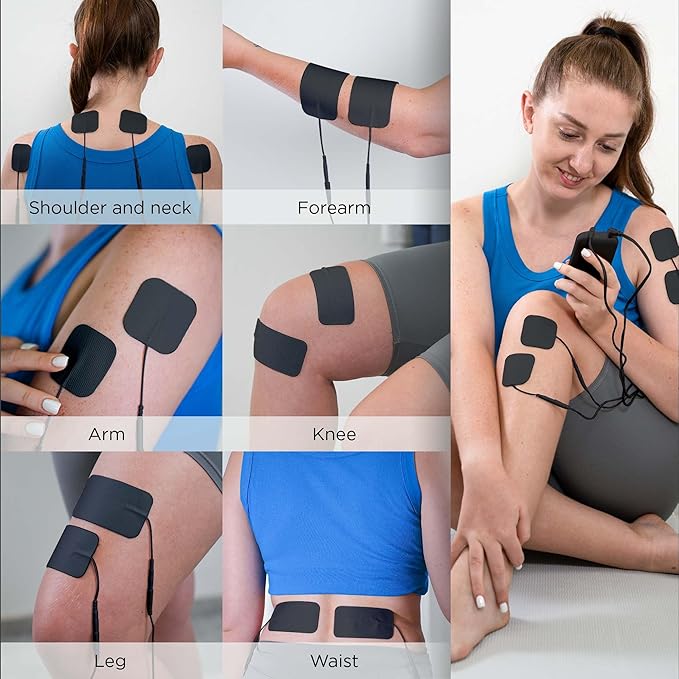 4 in 1 - D.I.Y & Tens Unit & EMS & Massage Muscle Stimulator, Dual Channel TENS Units Therapy Machine for Pain Relief, FDA Cleared Rechargeable Electronic Pulse Massager,with 12pcs Electrode Pads