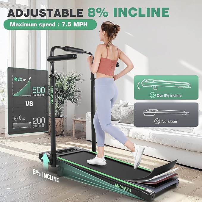 ANCHEER Walking Pad Treadmill with 12% Incline&Adjustable Height, 4 in 1 Under Desk Treadmills with Desk Workstation, Foldable Treadmill for Home 300lb,3 Type Control