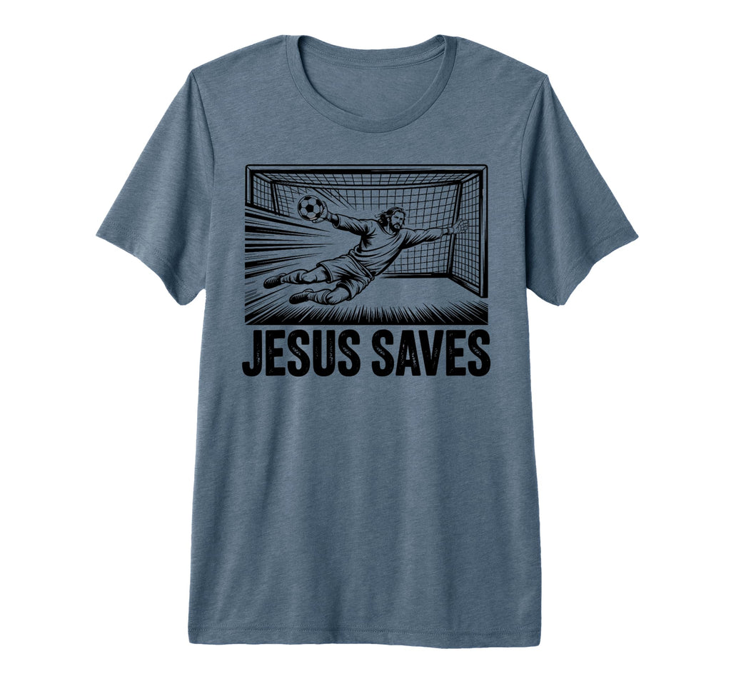 Soccer Goalie Goalkeeper Jesus Saves T-Shirt - Unique Graphic Unisex