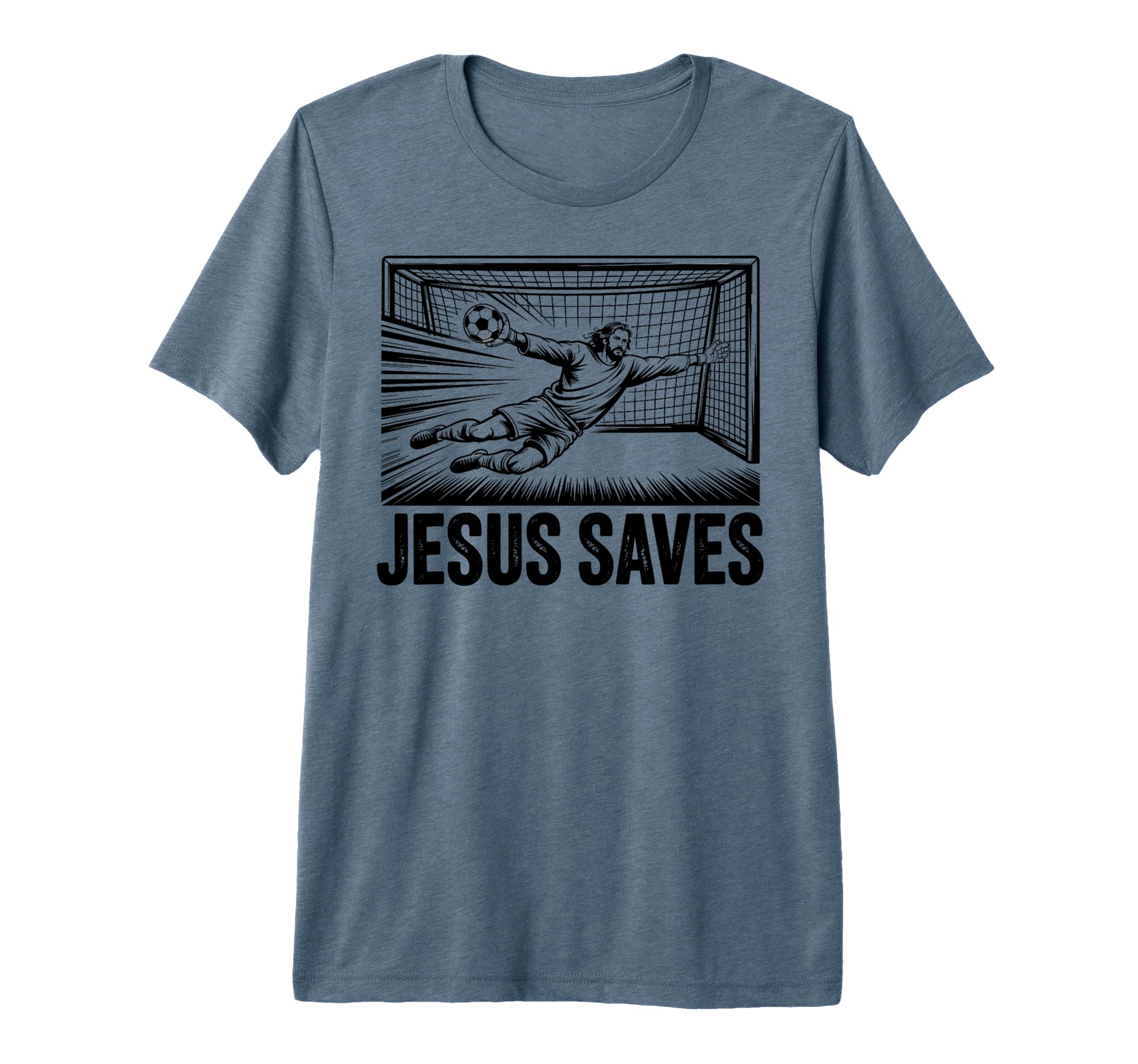 Soccer Goalie Goalkeeper Jesus Saves T-Shirt - Unique Graphic Unisex