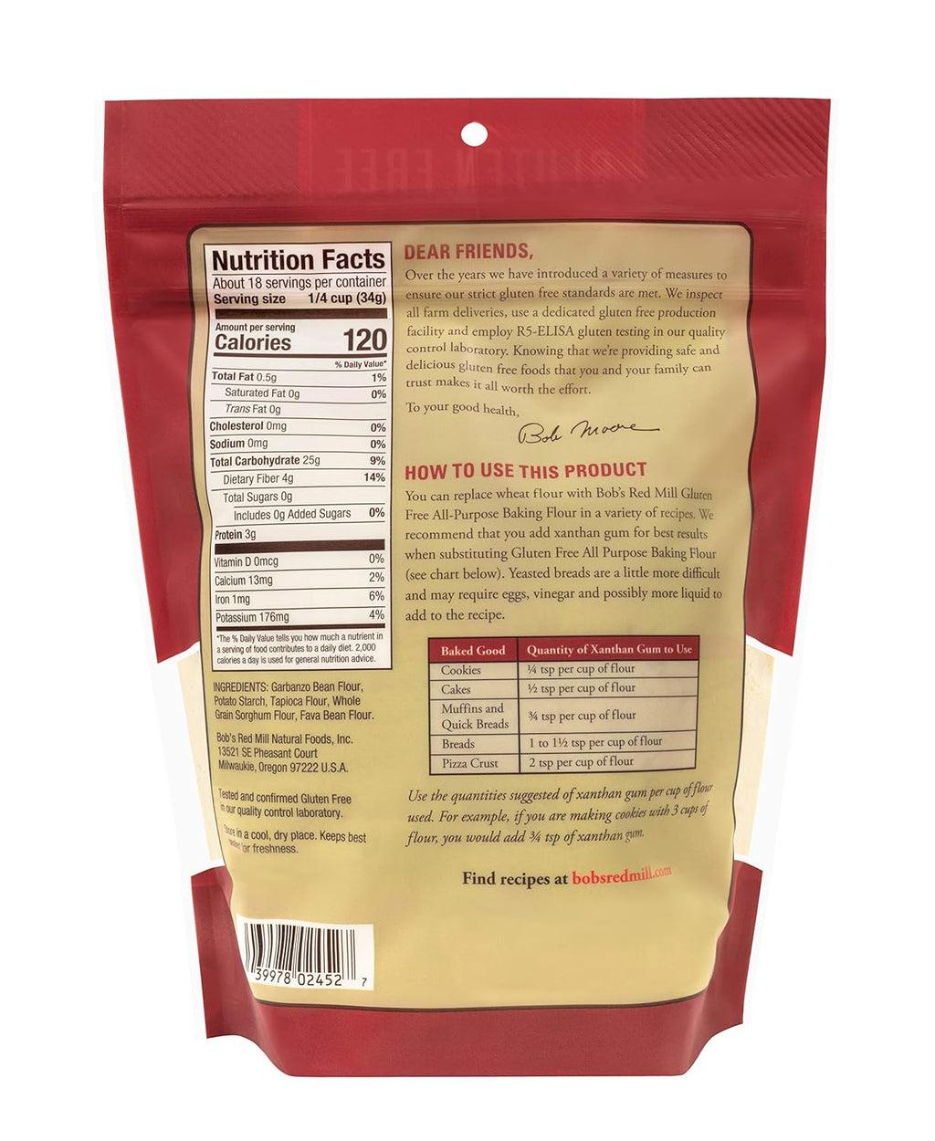 Bob's Red Mill, All-Purpose Baking Flour, Pack of 4 (22 Oz. Each)