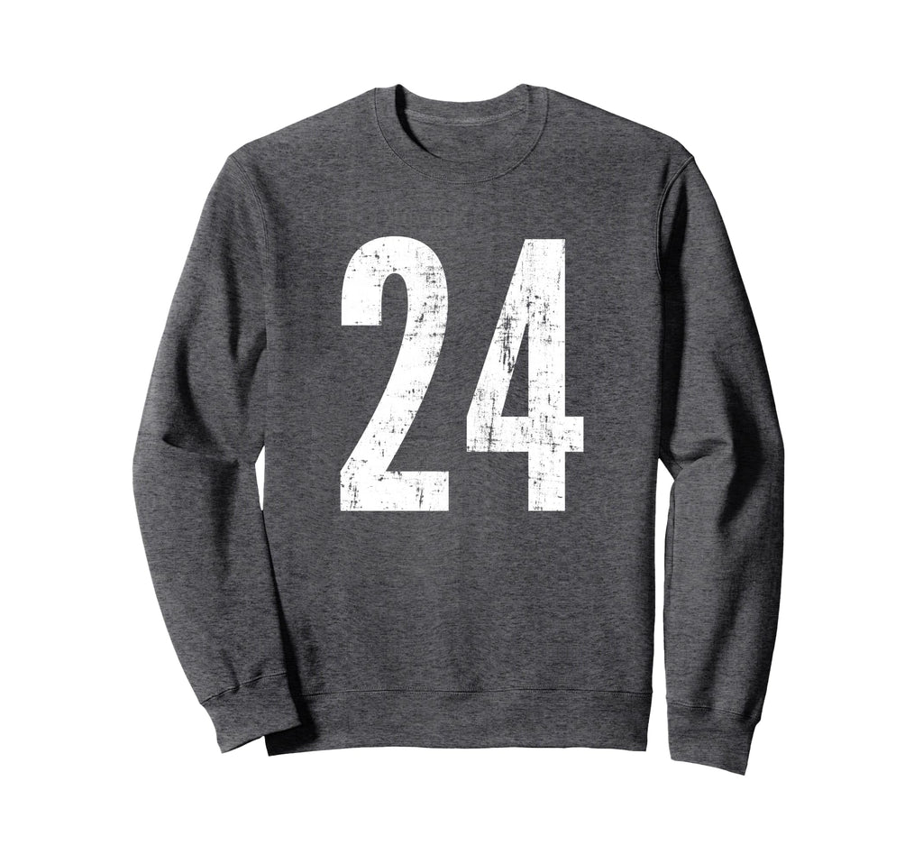 Number 24 Twenty Four Distressed Sweatshirt - Trendy Graphic Men Women