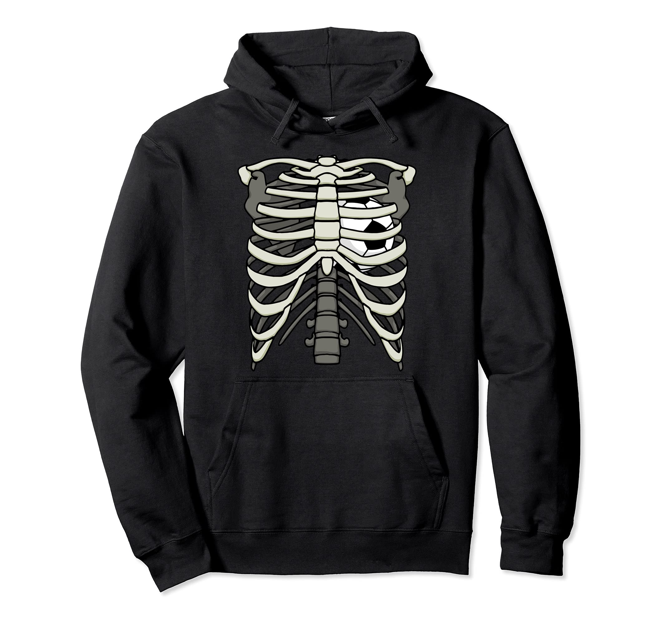 Ribcage Halloween Soccer Player Hoodie - Fun Novelty Design for Adults