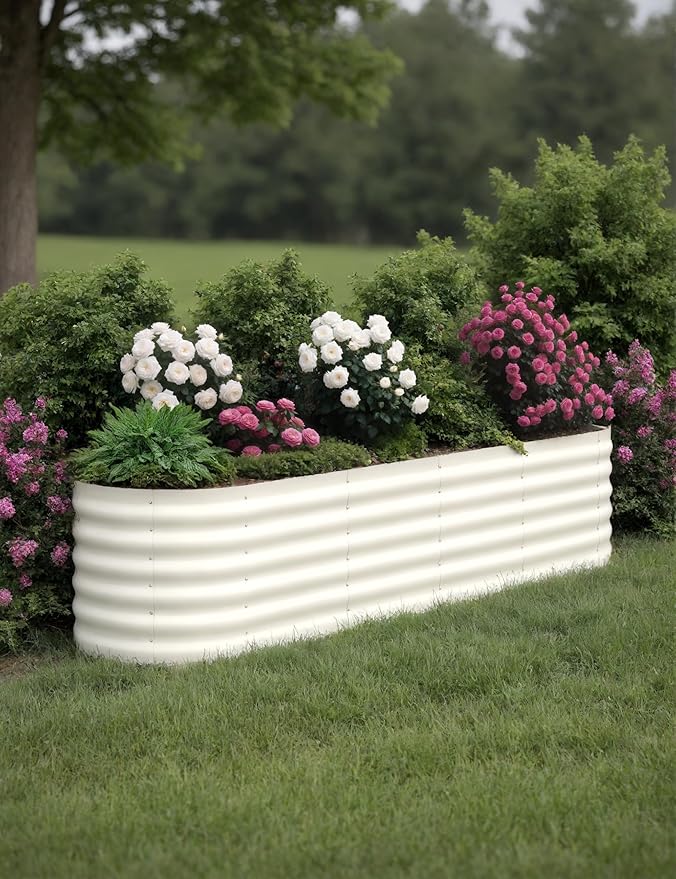 8x2x1.5ft Raised Garden Bed,Galvanized Raised Planter Boxes Outdoor with Easy Assembly, Large Garden Bed for Vegetables, Fruits, Flower,Raised Garden Bed,Beige