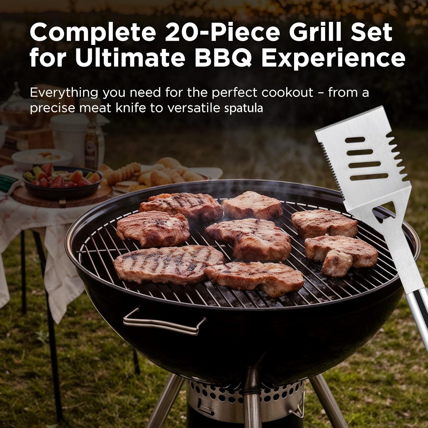 Kaluns Grilling Accessories, Dad Gifts for Christmas Grilling Gifts, Heavy Duty Stainless Steel Grill Set BBQ Grill Accessories for Outdoor Grill with Storage Case and Apron, Best Gifts for Men Dad