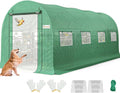 KING BIRD Premium 15x6.6x6.6FT Greenhouse for Outdoors, Large Walk-in Heavy Duty Galvanized Steel Frame, Mesh Door Screen Window Upgraded Zipper Tunnel Hoop for Garden Plant Winter, Green