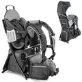 besrey Baby Backpack Carrier, Toddler Hiking Backpack with Safety 3-Height Seat, Adjustable Straps&Waist Belt, Foldable Frame Lightweight Large Capacity Child Carrier for Hiking (Black/Grey)