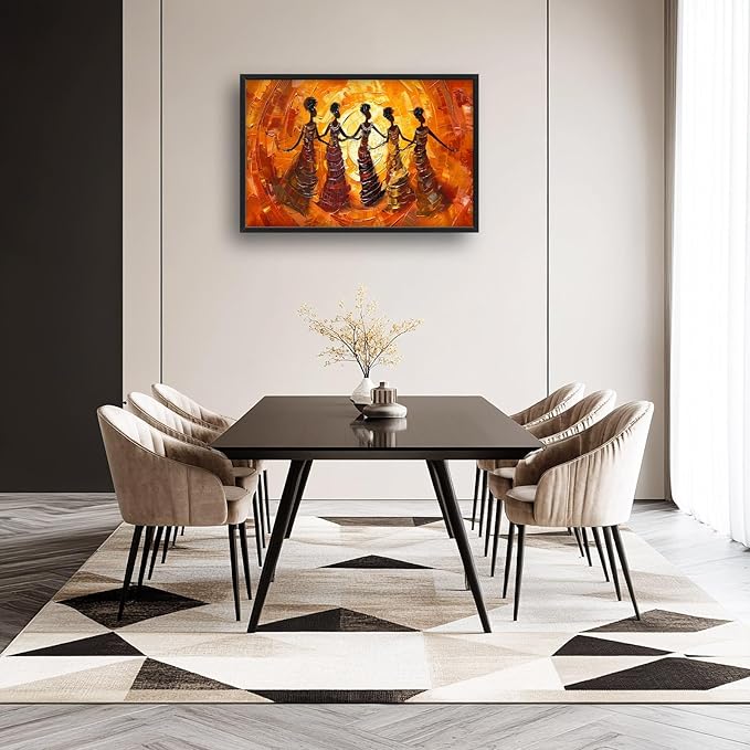 Quorin African American Large Wall Art Abstract Black Girl Women Dance Pictures Wall Decor Retro Ethnic Canvas Print Painting Artwork for Bathroom Living Room Bedroom 36L x 24W