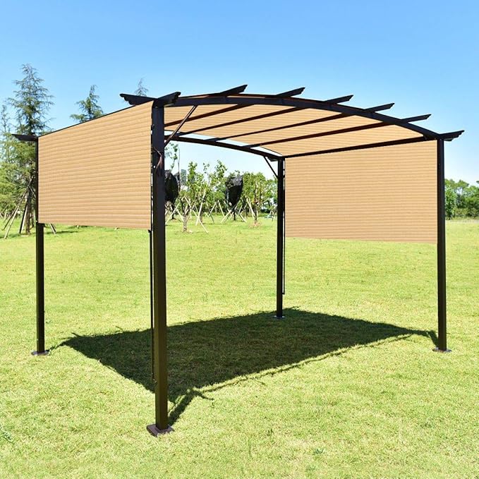 Eden's Decor Straight Flat-Edged Sun Shade Sail Rectangular 10' x 20' Beige UV-Blocking Outdoor Canopy Fabric Cloth Awning for Pergola Patio Garden Backyard Custom Size