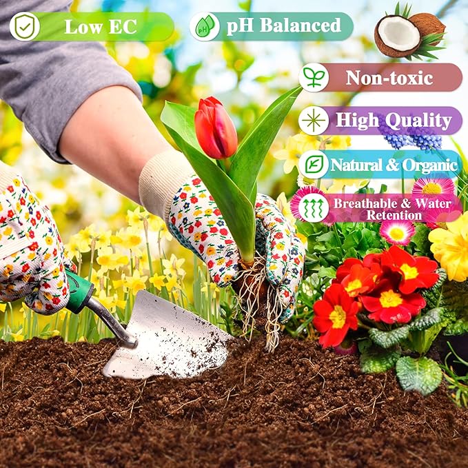 ZeeDix 5 Pack Premium Coco Coir Brick, Organic Compressed Coconut Coir Bricks Seed Starter Potting Soil for Plants, Coconut Fiber Substrate with Low EC & pH Balance for Gardening Flower Herbs