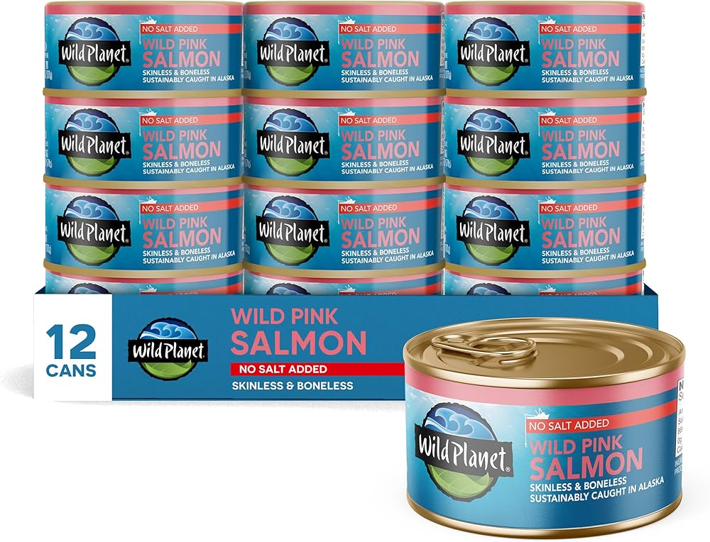 Wild Planet Skinless & Boneless Wild Alaskan Pink Salmon, Case of 12, 6 Oz. Each