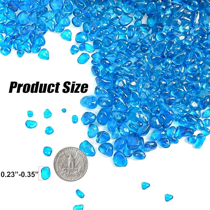 Keedolla Fish Tank Rocks Beads Aquarium 0.93LB, Clear Glass Pebbles Stones Gravel for Vases Fillers, Garden, Aquarium, Betta Fish Turtle Tank, Succulent Plants Decor - Sea Blue