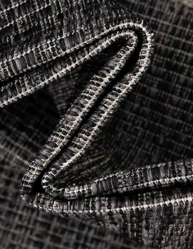 Unique Loom Outdoor Border Collection Area Rug - Soft Border (10' Square Black/Ivory)