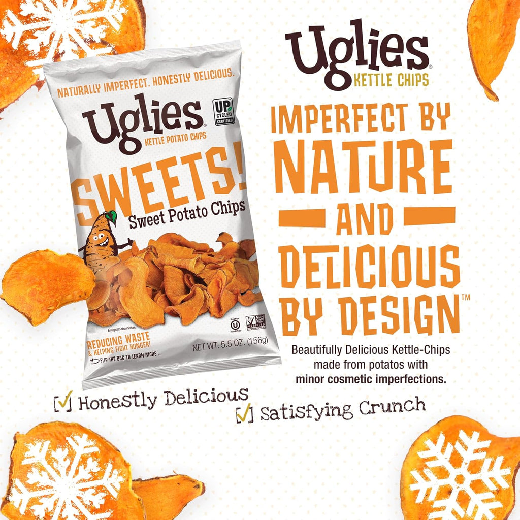 Uglies Sweet Potato Chips, Sea Salt, 5.5 oz, Pack of 12