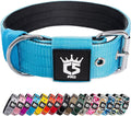 TSPRO Tactical Dog Collar 1.5 Inch Wide Thick Dog Collars with Heavy Duty Metal Buckle, Durable, Strong, Adjustable for Medium to Large Dogs (Blue L)