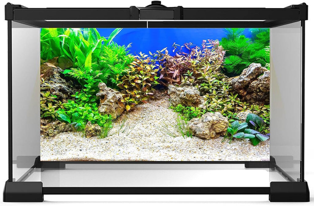 Aquarium Background Underwater Grass Leaves with Pebble Aquarium Backdrop Vivid and Fresh Green Aquatic Plant Stone River Bed and Lake Fish Tank Background Decor Vinyl 48x20in