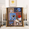 Wowelife Sports Crib Bedding Set for Boys, Premium 3-Piece Baby Bedding Set Brown Football Basketball Rugby Crib Bed Set Baseball Soft with Crib Comforter, Skirt and Sheet, Brown