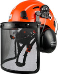 SAFEBUILDER  Forestry Safety Helmet with Build-in Visor Mesh Face Shield Ear Muffs 4 in 1 Chainsaw Safety Hard Hats