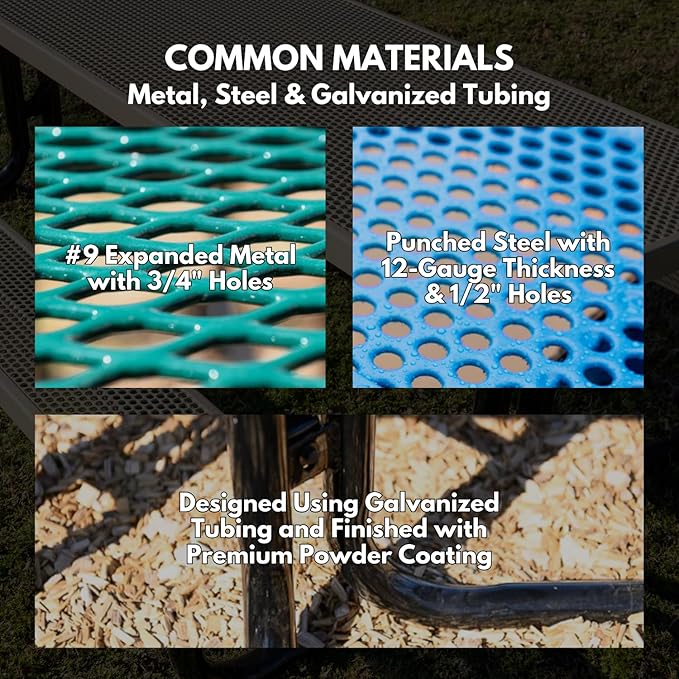 Coated Outdoor Furniture Heavy-Duty Portable Outdoor Kids Table, Punched Steel Kids Picnic Table, Commercial-Grade Picnic Table, Made in America (4ft Rectangular, Childrens, Brown)