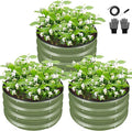 ZXZYHFTY Round Galvanized Raised Garden Bed kit,Green Outdoor Garden Raised Planter Box, Round Large Metal Raised Garden Beds for Vegetable 2 * 2 * 1ft 3 Pcs
