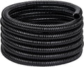 Pond Tubing ID 1” × 20ft Black Corrugated Flexible Reinforced Waterfall Pond Tube Sump Pump Hose, Non-toxic & Kinkproof (20 ft, 1" ID)