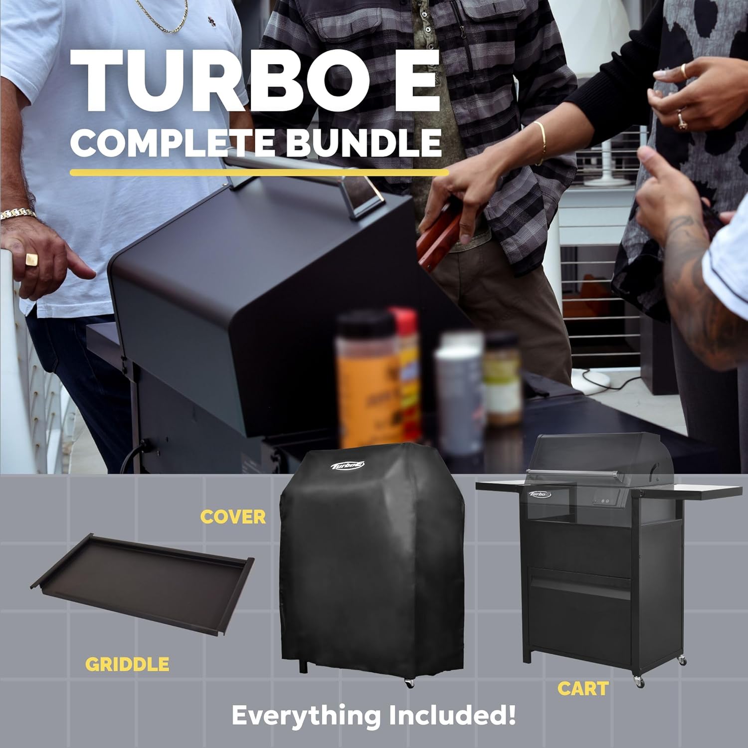 Turbo E Outdoor Electric Grill by PLUGNGRILL - High-Power 1700W Infrared Grill Technology - 24-Inch Smart BBQ Grill with Probe & Digital Display for Precise Cooking & Searing (Turbo E Complete Bundle)