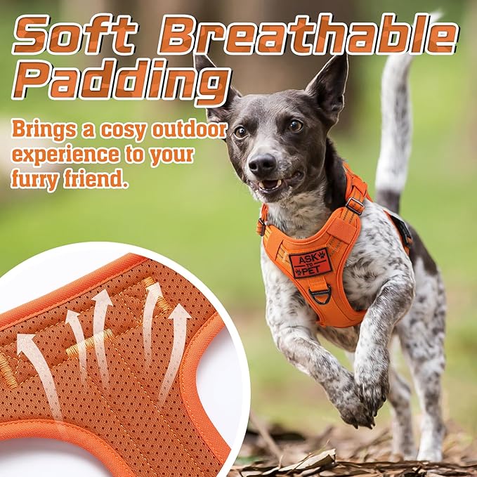 rabbitgoo Tactical Dog Harness for Large Dogs, No Pull Military Service Vest with Handle & Molle, Easy Control for Training Walking, Adjustable Reflective Straps, Orange, XL