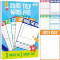 Road Trip Game Pad, 80 Tear-Off Sheets 5 Classic Games in 1 Pad, Dots & Boxes, Tic-tac-Toe, Categories, Plane Travel, Car Trip Activity, Pen Pencil & Paper Game for Kids, Adults (4” x 6”)
