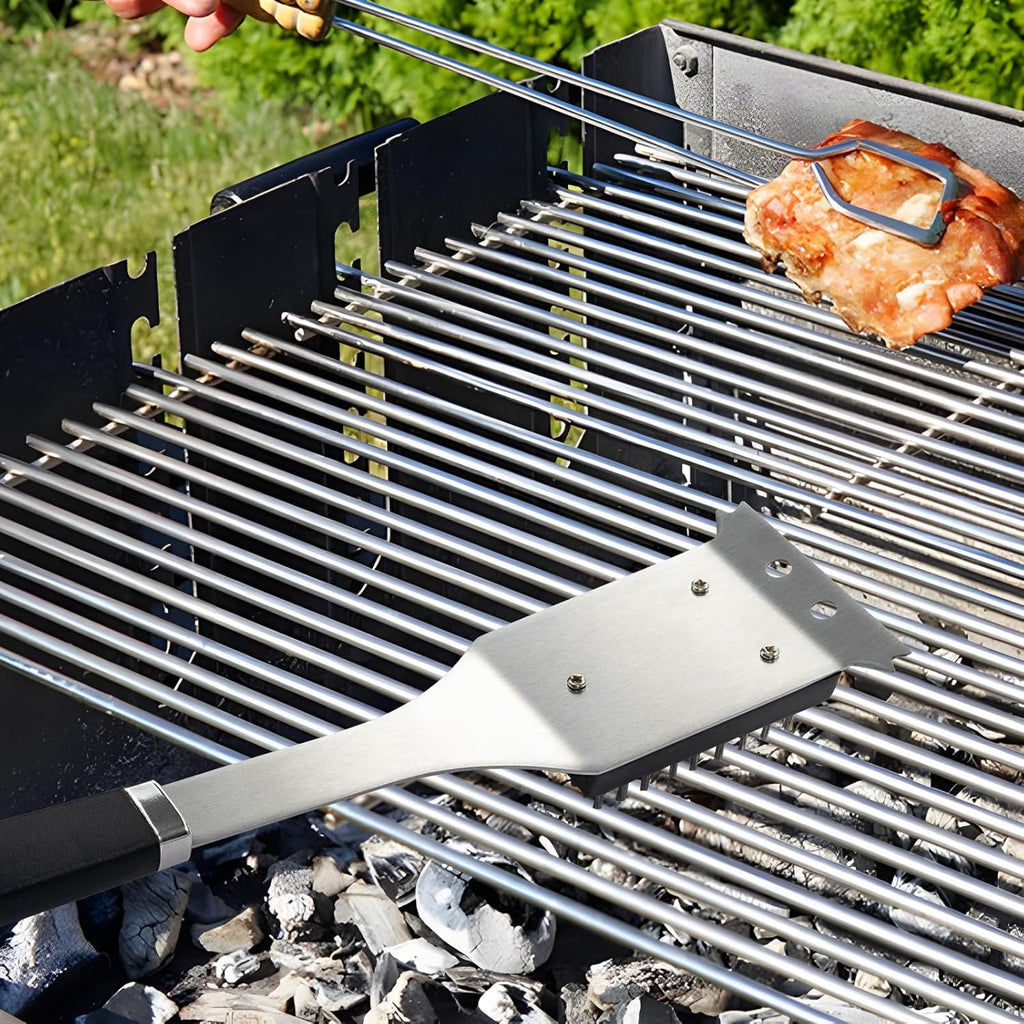 Supernal Pro Grill Master Kit -6pc Heavy Duty Stainless Steel BBQ Tools Set with Anti-Slip Handles|Commercial-Grade Spatula,Grill Brush,Basting Brush,Chef's Knife & More|Gift for Dad's Outdoor Cooking