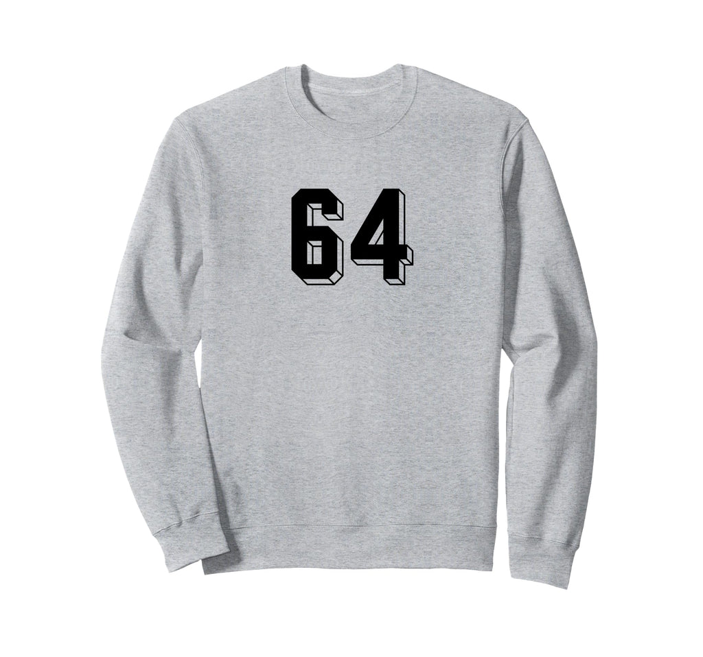 Number 64 80S 90S Soccer Team Sweatshirt - Minimalist Print for Adults