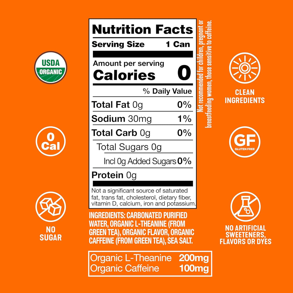 Ardor Organic Sparkling Water, Mango, 12 fl oz, Pack of 12