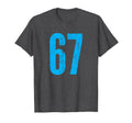 Number 67 Distressed Sport Team T-Shirt - Casual Everyday Wear Unisex