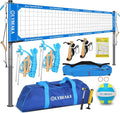 2025 Outdoor Professional Volleyball Net Set for Backyard Beach with Tetoron Net, Adjustable 2" Aluminum Poles, PU Volleyball,Carry Bag - Easy Setup & Anti-Sagg with 2 Tension Adjusters