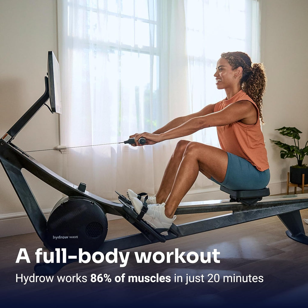 Wave Rowing Machine with 16" HD Touchscreen & Speakers - Foldable | Live Home Workouts, Subscription Required