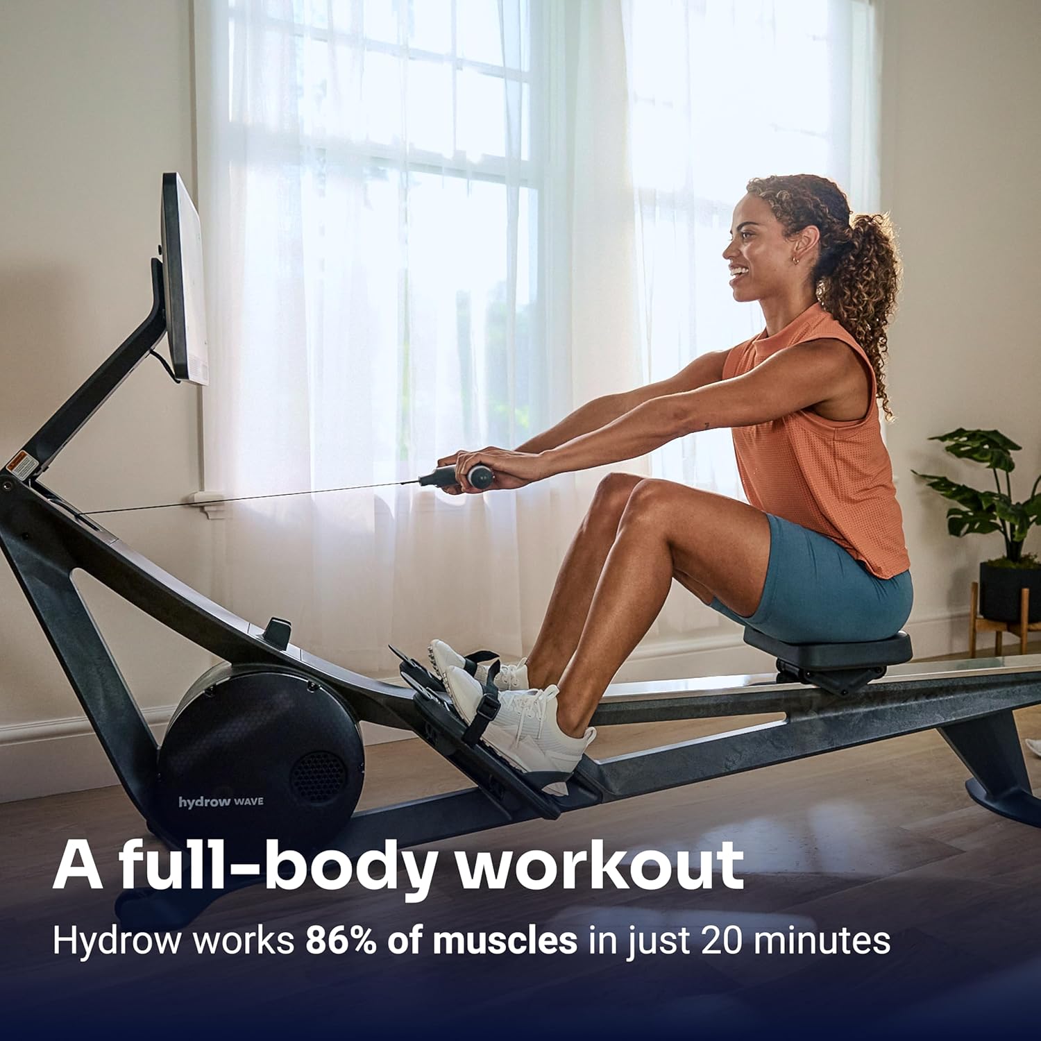 Wave Rowing Machine with 16" HD Touchscreen & Speakers - Foldable | Live Home Workouts, Subscription Required