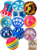 10-Pack Cat Toy Balls with Bells for Kittens and Cats (1.5'' - 2.2'', Cat Toys Mega Set)
