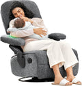 Nursery Swivel Glider Recliner Chair with Adjustable Armrests & Headrest, Rocking Chair Nursery with Removable Cover for Breastfeeding, FSC & Oeko-TEX Certified, Black