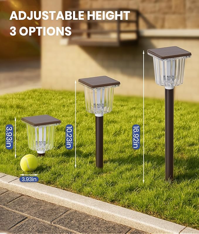 Super Bright Solar Pathway Lights Outdoor Powered,Adjustable Warm&Cool White,Waterproof IP65 Garden Decor Landscape Lighting Outside for Yard/Patio/Walkway/Driveway/Landscape (Cocoa Brown, 4 Pack)