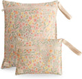 mushie Water Resistant Wet Bags | Large & Small Reusable Storage Bag for Baby Items and Travel | Zippered Pockets with Handle | Machine Washable, Set of 2 (Pastel Blooms)