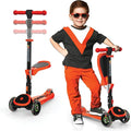 SKIDEE Kick Scooters for Kids Ages 3-5, Adjustable Height Foldable Scooter with Removable Seat, 3 LED Light Wheels, Rear Brake, Wide Standing Board, Suitable Up to 12 Year Old Boys/Girls