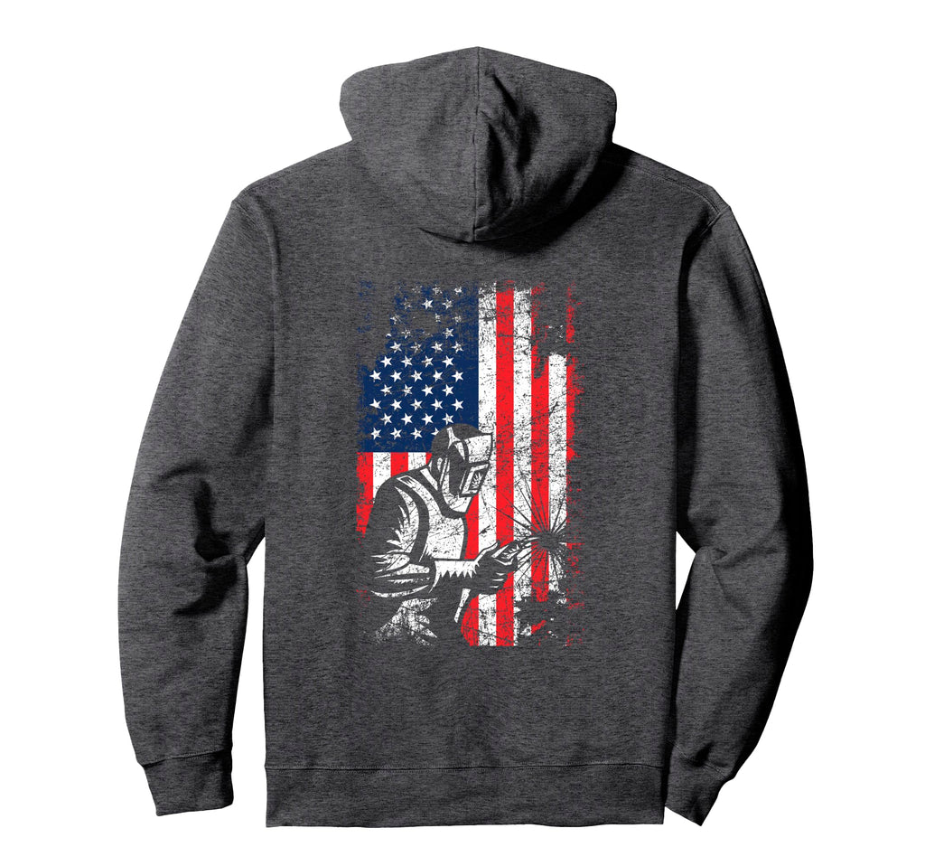 Welding American Flag Welder Hoodie - Casual Everyday Wear for Adults