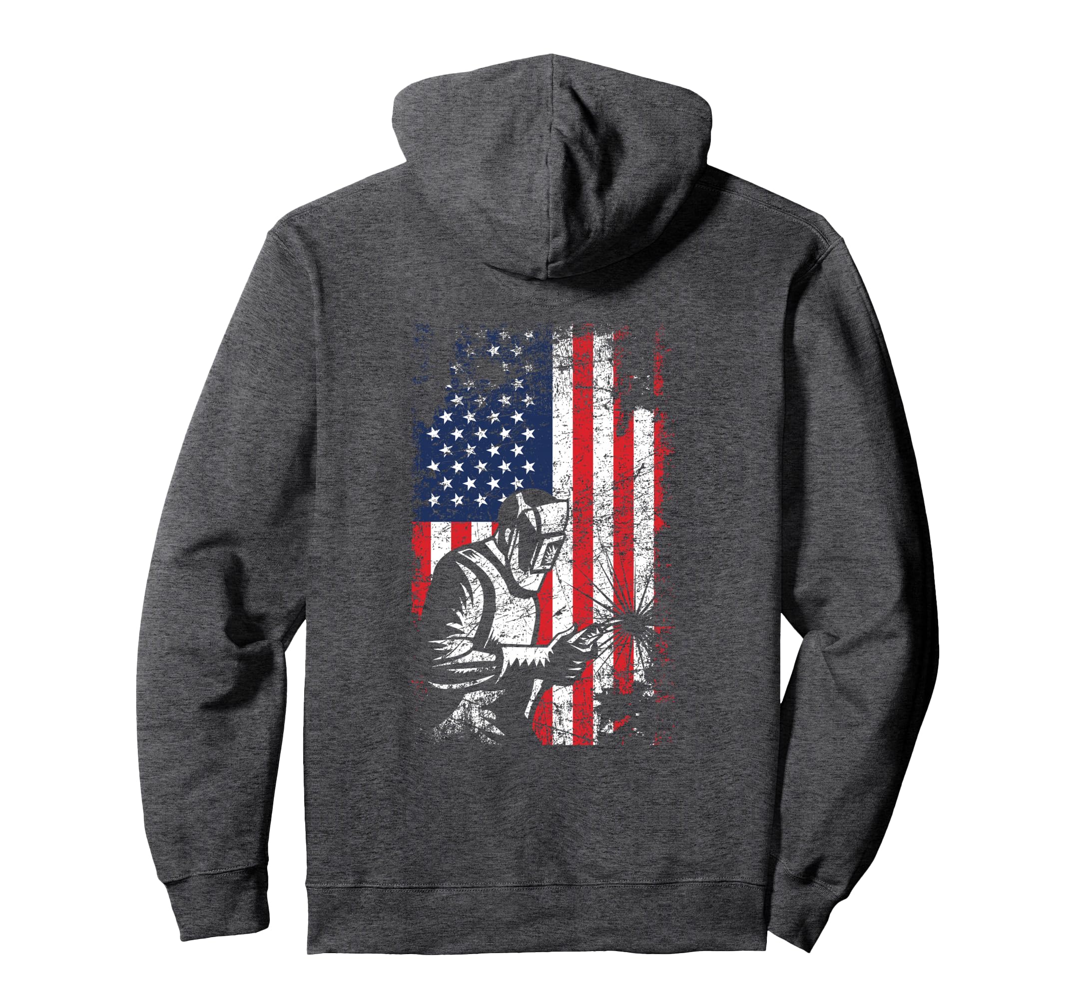 Welding American Flag Welder Hoodie - Casual Everyday Wear for Adults