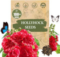 Premium Rare Hollyhock Seeds – 100+ Double Red Hollyhock Flower Seeds – Non-GMO, Heirloom Perennial – Showy Blooms for Outdoor Planting (Dwarf Double Red Hollyhock)